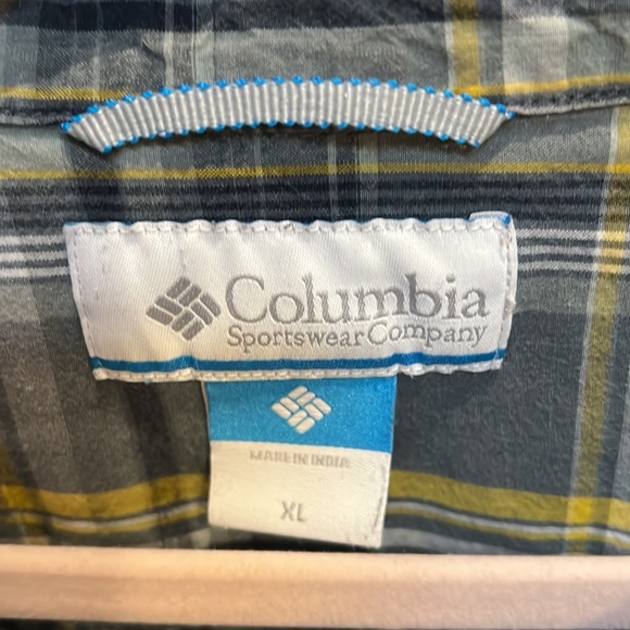 Columbia men’s plaid XL long sleeve. Green yellow - Picture 2 of 6